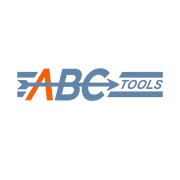 Logo ABC Tools con design a freccia blu e arancione su sfondo bianco.