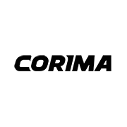Logo del marchio Corima in caratteri neri su sfondo bianco.