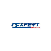 Logo Expert Tools in blu con chiave stilizzata, design moderno e minimalista su sfondo bianco.