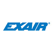 Logo di Exair in colore blu su sfondo bianco, rappresenta un'azienda di soluzioni pneumatiche industriali.