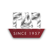 Logo FAR, sfondo argento e scritta Since 1957 su sfondo rosso, evidenziando tradizione e qualità.