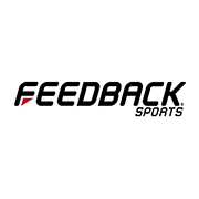 Logo di Feedback Sports, design moderno con testo nero e rosso su sfondo bianco.