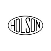 Logo del marchio Holson in stile vintage ovale, caratteri eleganti su sfondo bianco.