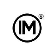 Logo circolare nero con le lettere IM al centro e un simbolo di marchio registrato in alto a destra.