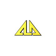 Logo giallo di forma triangolare con disegni stilizzati, su uno sfondo bianco.