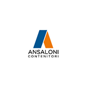 Logo Ansaloni Contenitori con lettere stilizzate in blu e arancione su sfondo bianco.