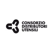 Logo del Consorzio Distributori Utensili, design moderno in bianco e nero con testo affiancato da un simbolo.