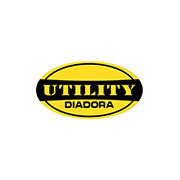 Logo Utility Diadora su sfondo bianco, oval giallo con testo nero e giallo.