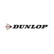 Logo Dunlop su sfondo bianco, caratteri neri e simbolo distintivo rosso e nero a sinistra.