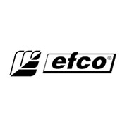 Logo del marchio Efco su sfondo bianco, rappresenta la qualità nel settore di attrezzi da giardinaggio e forestali.