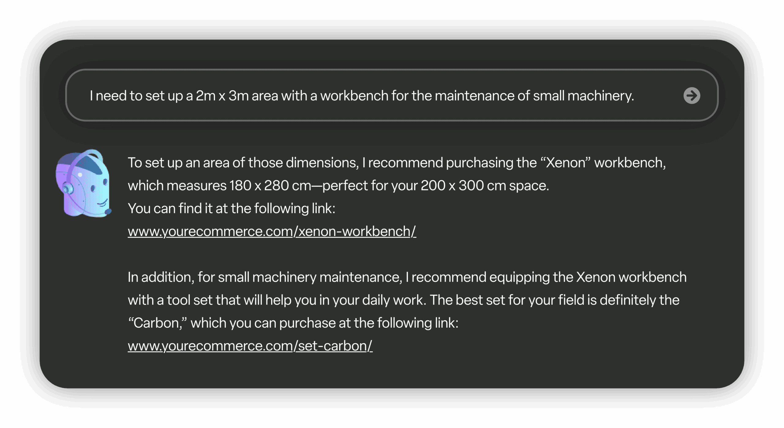 Workbench setup recommendation for small machinery maintenance in a 2x3m area on Toolbox B2B site.
