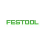 Logo Festool verde su sfondo bianco, rappresentante il marchio di strumenti elettrici professionali per il settore industriale.