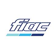 Logo FIAC con design stilizzato blu e bianco.