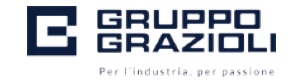 Logo di Gruppo Grazioli con slogan Per l'industria, per passione in caratteri blu su sfondo bianco.