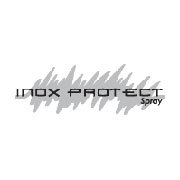 Logo grigio e nero di Inox Protect Spray con sfondo bianco.