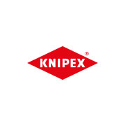 Logo Knipex, azienda di utensili, con sfondo bianco e rombo rosso contenente il nome del marchio in bianco.