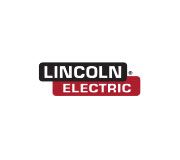 Logo di Lincoln Electric su sfondo bianco, con scritta nera e rossa su rettangoli sovrapposti.