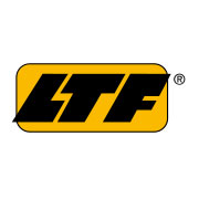 Logo aziendale LTF con lettere nere su sfondo giallo, design moderno e identificativo.