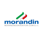Logo con testo morandin e morandincontenitori.com S.r.l., bandiera tricolore stilizzata sopra.