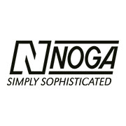 Logo NOGA con slogan Simply Sophisticated, design minimalista e testo nero su sfondo bianco.