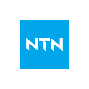 Logo bianco NTN su sfondo blu quadrato. Design minimalista e moderno.