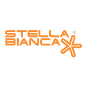 Logo Stella Bianca con scritta arancione e simbolo a forma di stella.