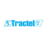 Logo di Tractel UK Ltd. in blu, con simbolo stilizzato di operaio che lavora in sicurezza.