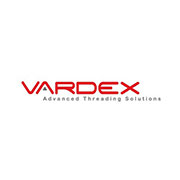 Logo Vardex: Advanced Threading Solutions scritto in rosso su sfondo bianco.