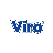 Logo di Viro su sfondo bianco, caratteri blu e simbolo registrato.